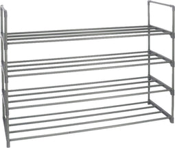 Kunststof/metalen schoenenrek/schoenenstandaard 4-laags 30 x 90 x 74 cm grijs - Schoenen opbergen