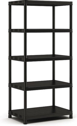 Kunststof opbergrek - Extra diep - 400 kg draagkracht - 5 planken - 60x90x187cm - Zwart