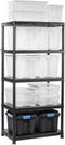 Kunststof opbergrek - Extra diep - 400 kg draagkracht - 5 planken - 60x90x187cm - Zwart