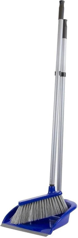 Kunststof stoffer en blik met lange stelen 80 cm - Schoonmaak artikelen - Bezem/veger met lange steel