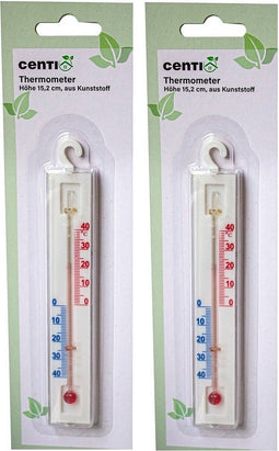 Kunststof Thermometer Wit voor binnen of buiten set van 2 stuks