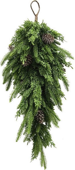 Kunsttak kersthanger conifeer dennenappels, 66 cm