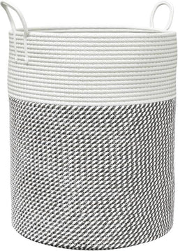 vidaXL - Opbergmand - Ø - 38x46 - cm - katoen - grijs - en - wit