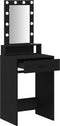 vidaXL - Makeup - Tafel - met - LED - Verlichting - - - Zwart - Eik, - 50x41x140 - cm