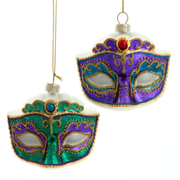 Kurt s adler - Ornament glas paars groen masker l7.5cm