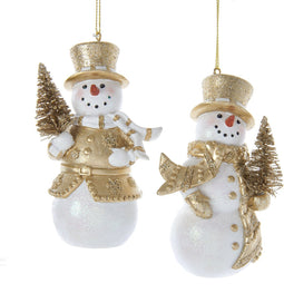 Kurt s adler - Ornament plastic sneeuwpop goud wit l11cm