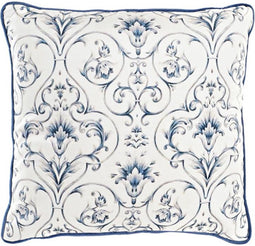 Kussen DKD Home Decor Blauw Wit Vierkant Blommor Neoklassiek 45 x 10 x 45 cm