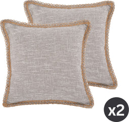 Kussen (gevuld) HESSIAN, SET/2, 45x45cm, licht grijs