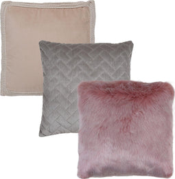 Kussen Set van 3 - Jill Pearl, Tess Grijs en Donsie Pink