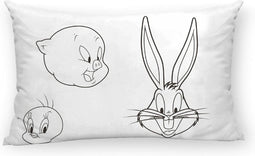 Kussensloop Looney Tunes Wit Zwart Multicolour 175 Draden 50x80cm 50 x 80 cm 100% katoen