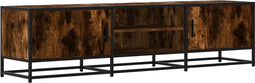 vidaXL - Tv-meubel - 160x35x41 - cm - bewerkt - hout - metaal - gerookt - eikenkleur