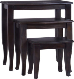 vidaXL - 3-delige - Tafeltjesset - massief - mahoniehout - lichtzwart