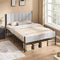 Vasagle Tweepersoons Bedframe 140x190 cm - Gestoffeerd Hoofdbord - Stalen Frame - Duifgrijs