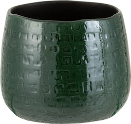 J-Line bloempot Patroon - keramiek - groen - small - 2 stuks - Ø 16.5 cm
