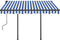 vidaXL - Luifel - handmatig - uittrekbaar - met - LED - 3,5x2,5 - m - blauw - en - wit