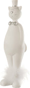 J-Line figuur Kat Met Hoed - polyresin - wit/zilver - large