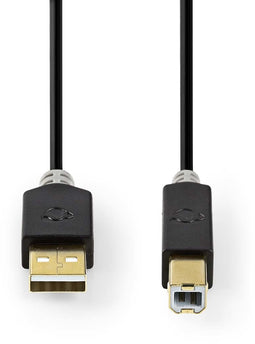 Nedis CCBW60100AT10 - USB A naar USB B kabel - 100 cm - Grijs