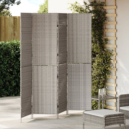 vidaXL - Kamerscherm - 4 - Panelen - Opvouwbaar - Grijs - 195x180 - cm - Poly - Rattan