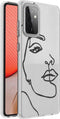 iMoshion Hoesje Geschikt voor Samsung Galaxy A72 Hoesje Siliconen - iMoshion Design hoesje - Transparant / Zwart / Line Art Woman Black