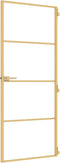vidaXL - Binnendeur - smal - 83x201,5 - cm - gehard - glas - en - aluminium - goudkleur