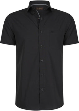 Cappuccino Italia Palermo - Heren Overhemd Korte Mouw - Katoen Polyester - Zwart - Maat L