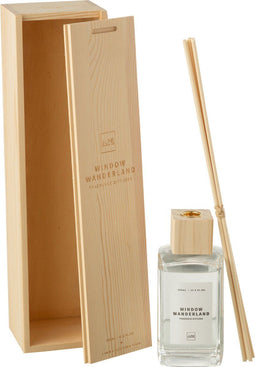 J-Line geurolie + stokjes Vierkant Window Wanderland - glas - transparant - large