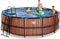 EXIT Wood zwembad ø427x122cm met filterpomp - bruin