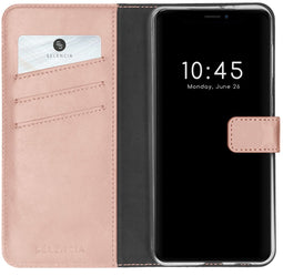 Selencia iPhone 13 - Echt Lederen Bookcase - Ruimte voor 3 pasjes - Roze
