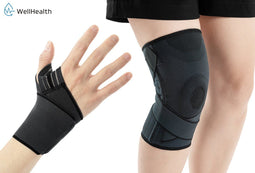 Wellhealth Knie- of Polsbrace - Pijnverlichting en Ondersteuning - M/L - Antislip (1 stuk)