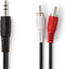 Nedis Stereo-Audiokabel - 3,5 mm Male - 2x RCA Male - Vernikkeld - 2.00 m - Rond - Zwart - Label
