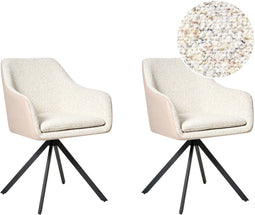 LITHIA - Set van 2 stoelen - Lichtbeige - Bouclé