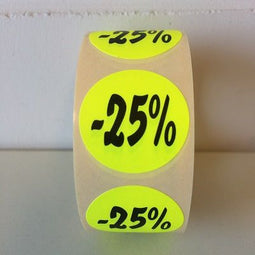 Klika - Etiket fluor geel 27mm -25% 500/rol - 30 stuks
