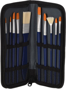 Kwasten Set voor Gouache In Opbergtas. 10st.