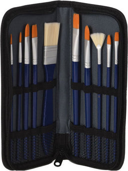 Kwasten Set voor Olieverf in Opbergtas, 10st.