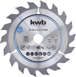 kwb cirkelzaagblad 130 x 16 mm, snel zagend, zaagblad geschikt voor zacht en hard hout, meubel- en spaanplaat