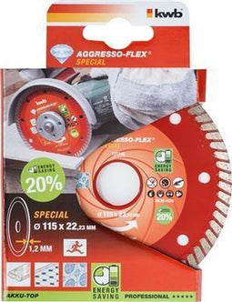KWB - Doorslijpschijf Diamant - steen en beton - extra dun - 115x1,2mm