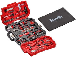 kwb gereedschapskoffer, 70-delige gereedschapsset, stevige kunststof koffer, met draaggreep voor transport en ophangen, hoogwaardige gereedschapsset, ideaal voor werkplaats en huishouden