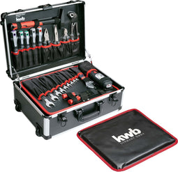kwb gereedschapskoffer met trolleyfunctie, 175-delig, gevuld, gereedschap in stevige aluminium koffer, grote gereedschapsset, voor doe-het-zelvers, doe-het-zelvers en ambachtslieden, afsluitbaar incl. 2 sleutels