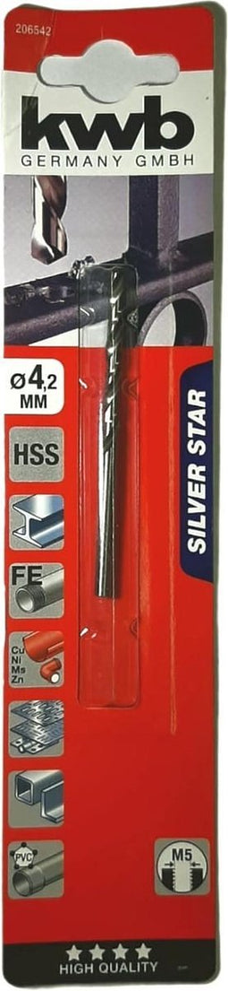 KWB HSS Silverstar Metaalboor op Kaart - 4,2 mm