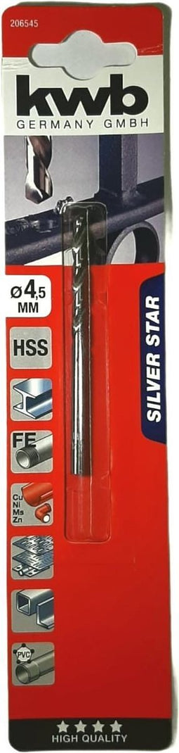 KWB HSS Silverstar Metaalboor op Kaart - 4.5 mm