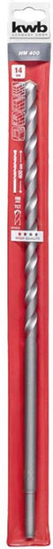 kwb muurdoorbraakboor Ø 14 mm, lengte 400 mm, met robuuste hardmetalen plaat, niet-snijdende boorspiraal, gestraald oppervlak en ronde schacht, voldoet aan ISO 5468