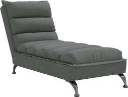 vidaXL - Chaise - longue - met - kussens - stof - donkergrijs
