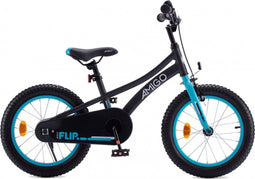 AMIGO Flip Jongensfiets 18 Inch - Kinderfiets voor 5 tot 7 Jaar - 105-120 cm - Zwart/Blauw