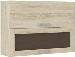 Glazen hoge kast met 2 kanteldeuren - B 80 x D 31,6 x H 72 - Sonoma eiken decor - LASSEN