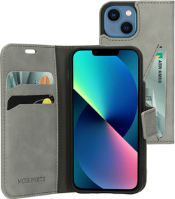 Mobiparts iPhone 13 Mini - Classic Wallet Case - Ruimte voor pasjes - Granite Grey