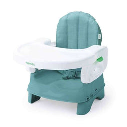 INGENUITY Deluxe Opvouwbare Zitverhoger Turquoise, Draagbaar met Blad en Riemen Inbegrepen