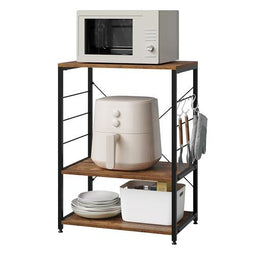 Woltu Keukenrek - Stalen Keukenwagen met 4 S-vormige Haken - 60 x 40 x 82 cm - Zwart