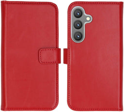 Selencia Samsung Galaxy S24 - Echt Lederen Bookcase - 3 Pashouders - Rood