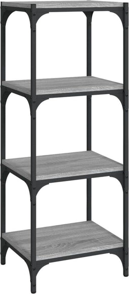 vidaXL - Boekenkast - 40x33x100 - cm - hout - en - staal - grijs - sonoma - eikenkleur
