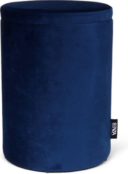 Senza® Poef - Met opbergruimte - Velvet - Hoogte 40 cm - Blauw - Rond - Ø 28 cm - Zitmeubel - Hocker - Kruk - Luxe - Voetenbank - Opbergpoef